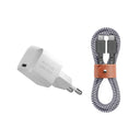 Bundle cargador GAN 30W blanco + Cable USB-C 1.2 Mt Native Union zebra