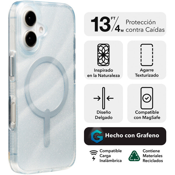 Funda dura Milan Snap MagSafe para iPhone 16 glitter