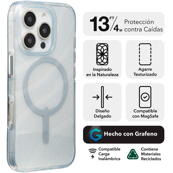 Funda dura Milan Snap MagSafe para iPhone 16 Pro Max glitter