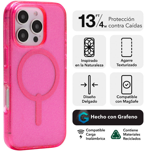 Funda dura Milan Snap MagSafe para iPhone 16 Pro glitter